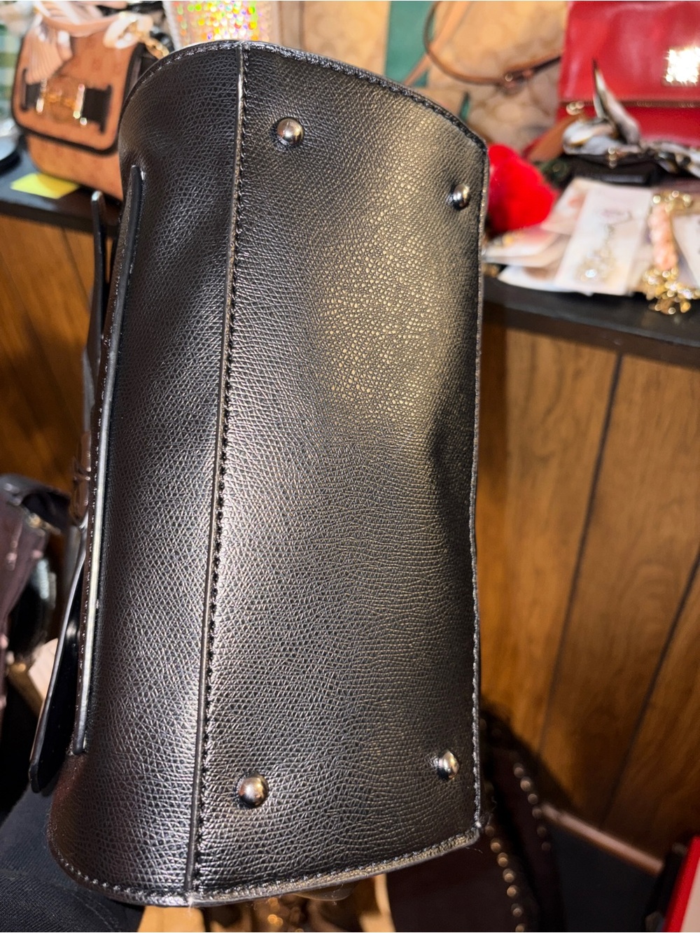 GUESS Evette NWT Black Studded Top-Handle Satchel & Crossbody - Picture 4 of 4